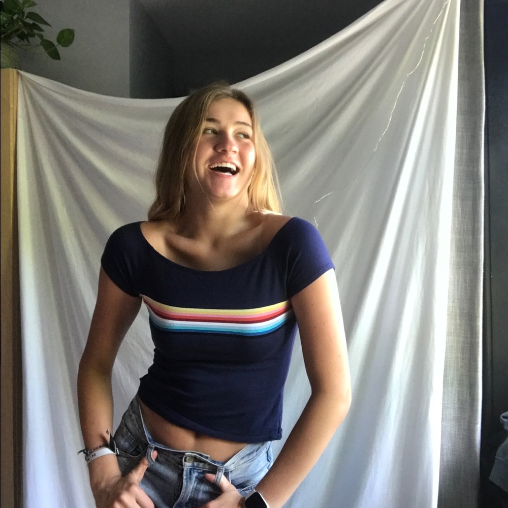 Brandy Melville Rainbow Striped Top